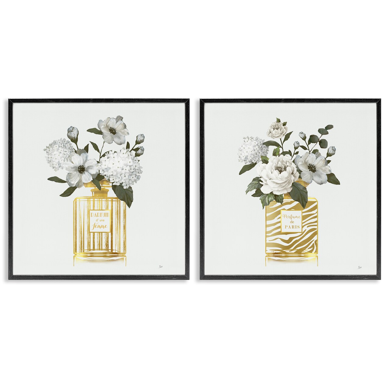 Stupell Industries Glam Detailed Perfume Bouquets 2pc Framed Giclee Set Design by Nan